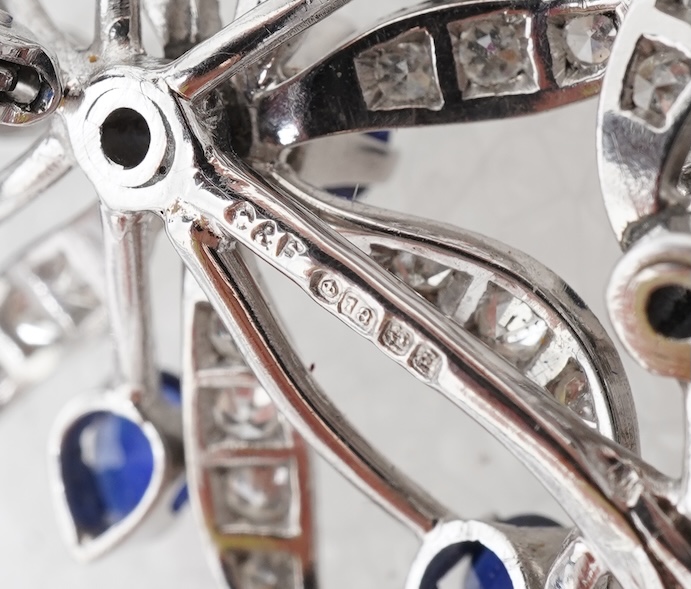 Cropp & Farr, a sapphire and diamond brooch, circa 1976